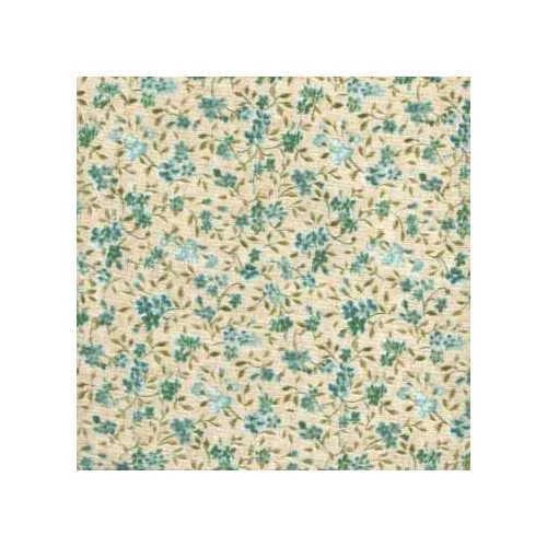 03393 Whispers Teal Floral - Cotton Quarter Yard Flowering Plants