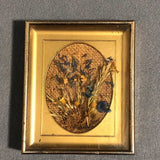 Vintage Dried Pressed floral flowers in gold frame ornate Dried Flower