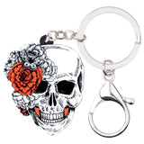 Halloween Acrylic Flower Skull Keychains Car Key Ring Jewelry Gifts Bag Charms Sunflower
