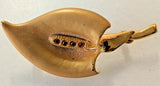 Gold Peace Calla Lily Flower Brooch Pin Red Crystals Lily