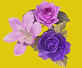 Purple Ranunculus, Pink Rose and Lavender Cymbidium Orchid silk flower pens Ranunculus