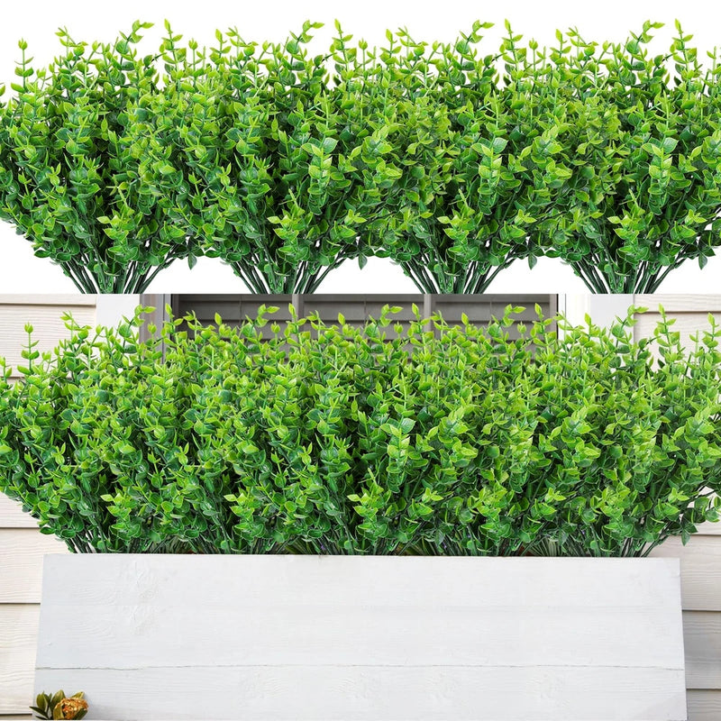 20 Bundles Green Artificial Plants for Outdoor Spring Summer Decor UV Resista... Green Plant