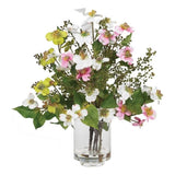 Nearly Natural Dogwood Silk Flower Arrangement in Multi-Color Green Plant