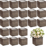 Rustic Wooden Planter Box Set - 4 Cube Vases for Home & Garden Decor Garden Plants