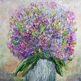 Serene Blossoms: Hydrangeas in Soft Pastels Pink Lavender Blue Original Painting Hydrangea