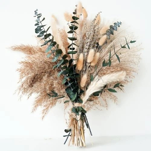 Green Pampas Grass Boho Bouquet Ð Exquisite Lavender and Eucalyptus Dried Pampas Grass