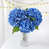 3 PCS Dark Blue Hydrangea Real Touch Artificial Flowers 21'' Latex Large Hydr... Hydrangea