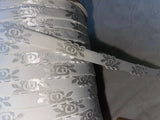 10 yards WHITE bra straps stretch satin embossed roses shiny elastic 1/2" wide Roses