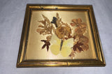 Vintage Framed Dried Pressed Flower Art Gold Frame Mini Floral Mildred Roberts Dried Flower