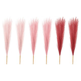 6 Pcs 17 Inch Faux Pampas Grass Artificial Boho Light Pink/Dark Pink/Wine Red Dried Flower