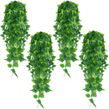 4pcs Fake Hanging Plants, 3.6FT Artificial Hanging Plants, Faux Pothos Vines ... Green Plant