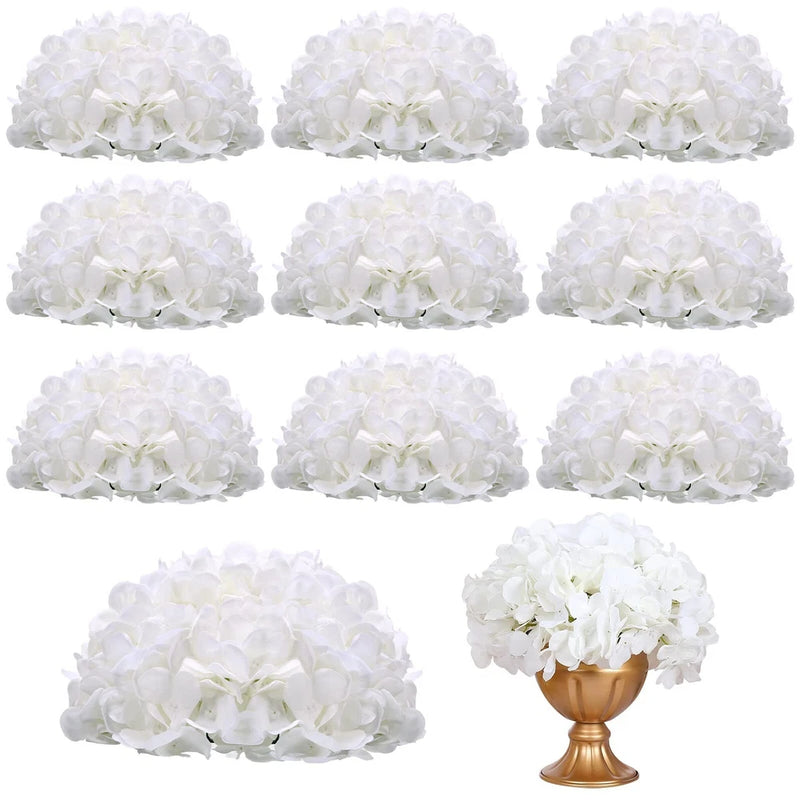 Tigeen 10 Pcs Artificial Flower Ball Centerpieces Faux Flowers White Silk Hyd... Hydrangea