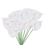 10Pcs 13" Artificial Anthurium Lily Flowers Floral Bouquet Decor, White Lily