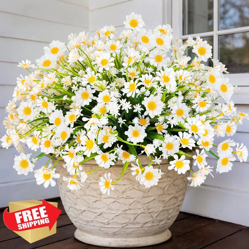 Artificial Daisy Flowers Outdoor Spring Decor White 12 Bundles UV Daisies