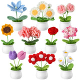 Suncalla 10 Pcs Thank You Gifts Spring Crochet Flower Pot Bulk Teacher Green Plant