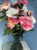 Artificial Silk Rose Peony Daisy Floral Arrangement Centerpiece Pink White Green Peony