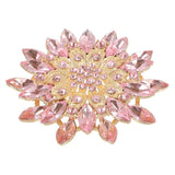 Rhinestone Flower Brooch Pin Large Crystal Sunflower Lapel Pin Pink Sunflower