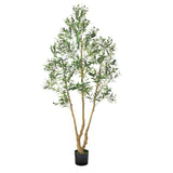 Uimoso 7FT Artificial Olive Tree Tall Fake Plant with Black Pot Home Office Use Green Plant