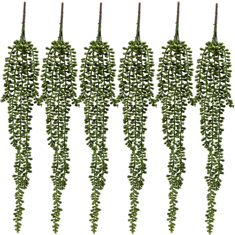 6 Pcs Succulents Plants Artificial Hanging Plants-String of Pearls Faux Green... Green Plant