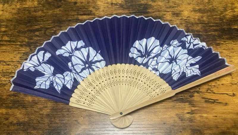 Japanese Folding Fan Set of 2 Hydrangea Design Purple White Bamboo Fukuda Denshi Hydrangea