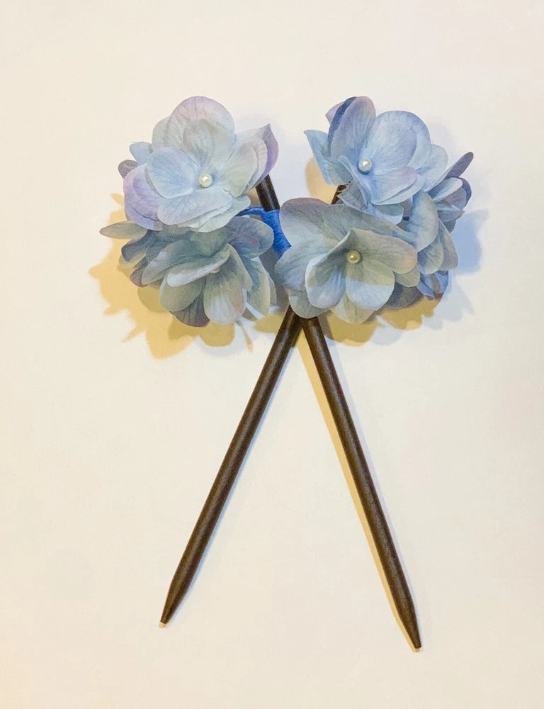 A Pair ( 2pc) Of Artificial Silk Flower Hydrangea Hair Stick Light Blue Color Hydrangea