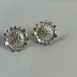 Sunflower Earrings Textured Silver Tone 1/2Ó Flower Stud Post Sunflower
