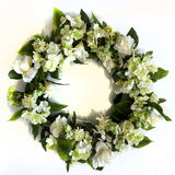 Ivory Floral Wreath White/Cream/Green 20in Green Plant