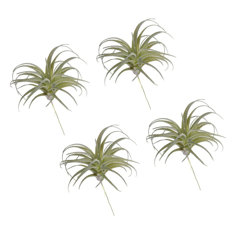 4Pcs Artificial Succulent Plants Fake Pineapple Grass 5", Light Green Green Plant