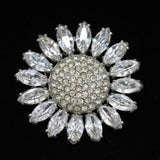 Sunflower Rhinestone Brooch Pin Large 1930s Flower Silver Tone Large Round Sunflower