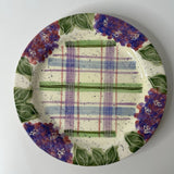 Julie Ueland Hydrangeas by Enesco 10" Dinner Plate Floral Purple Plaid Disc. #8 Hydrangea