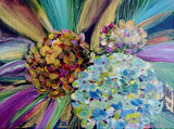 9x12 Original Acrylic Floral Hydrangea Painting Gold Abstract Canvas Art Hydrangea