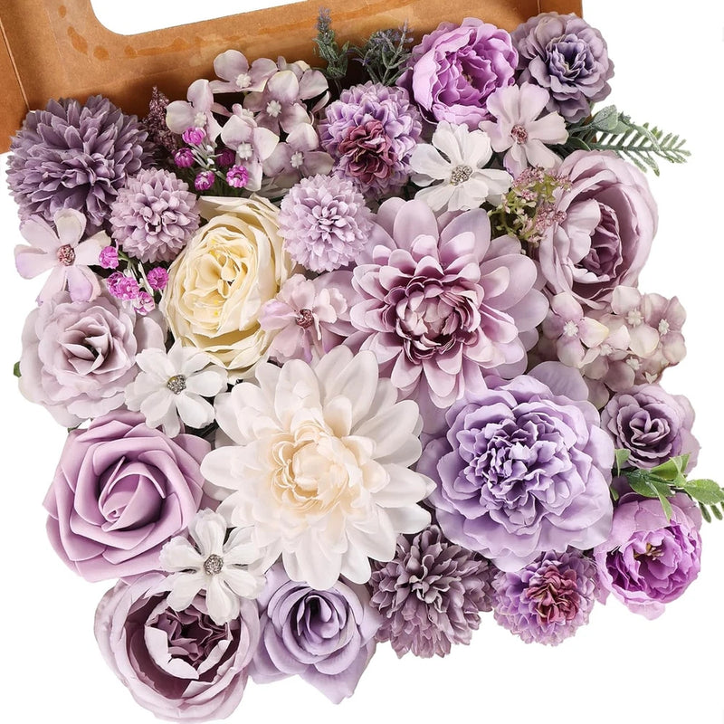 Artificial Flowers Combo Purple Rose Hydrangea Fake Vintage Hydrangea