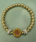 Gold Hematite Sunflower Bracelet Sunflower