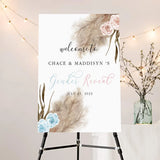 Gender Reveal Welcome Sign Pampas Grass, Welcome To Gender Reveal Party Sign Pampas Grass