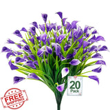 TURNMEON 20 Bundles Purple Calla Lily Artificial Flowers 400 Heads Lily