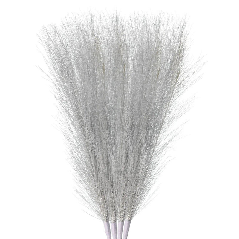 4 Pcs Pampas Grass 17.7" Fake Pampas Grass for Wedding Decoration Silver Pampas Grass