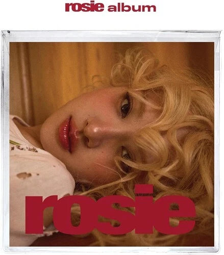 Rosie album CD cover with blonde woman portrait and bold rose-colored title text