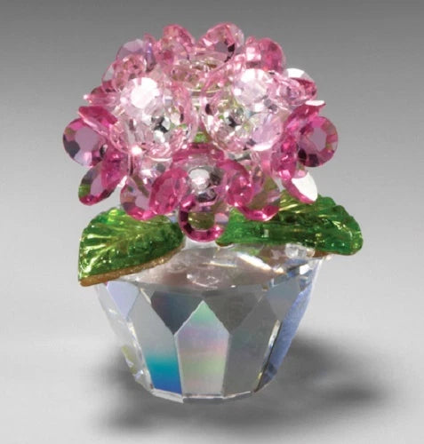 New Crystal World Hydrangea Pink Figurine Miniature Hydrangea
