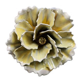 VTG Enamel Carnation Flower Brooch Yellow Green Stem Floral Pin Rhinestone Carnation