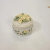 Trinket Box Yellow Lilies Delicate Pink Flowers  on Ivory Keepsake Box Lily