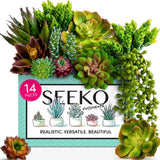 Succulents Plants Artificial 14 Pcs Realistic Premium Fake Succulents Faux fo... Green Plant