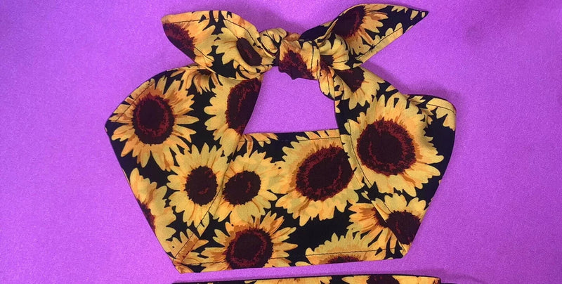 Sunflower Wide Headband Miranda Wrap Pin Up Headband Retro Vintage Girasoles Sunflower