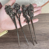 6.49" Old Chinese Copper plum blossom,butterfly,lotus,Peony Flower Hairpin Peony