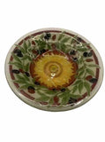 Peggy Karr Tuscany Olives Yellow Sunflower Flower Floral Fused Glass Bowl Sunflower