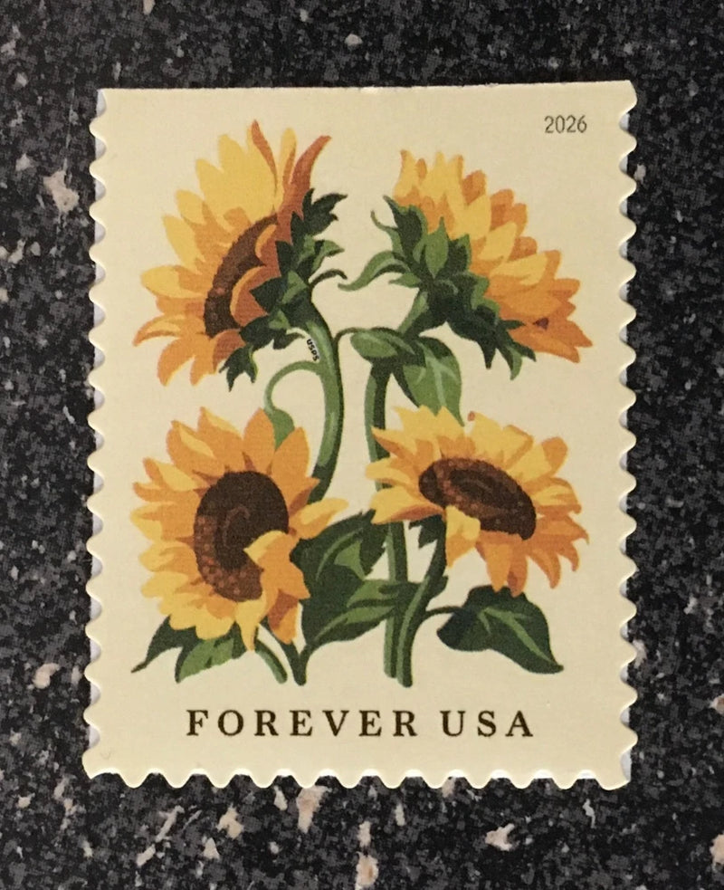 2026USA Forever Sunflowers - Single Stamp From Booklet  Mint Sunflower