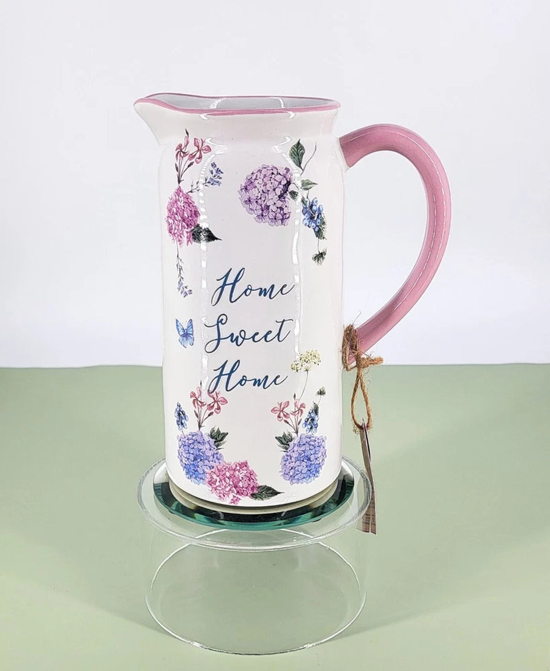 New Home Essentials, Hydrangea Bliss, 52oz. Pitcher/Vase Hand Painted Cottage Hydrangea