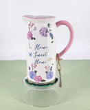 New Home Essentials, Hydrangea Bliss, 52oz. Pitcher/Vase Hand Painted Cottage Hydrangea