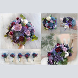 Lavender Blue Bridal Bouquet Burgundy Sola Wood Flower Bridesmaid Wildflowers Bouquet