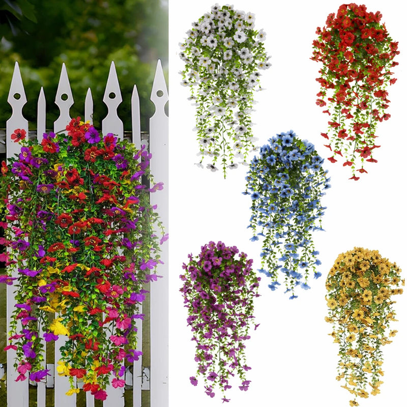 4Pcs Artificial Flowers, Plastic Plants for Outdoor Indoor Hanging Decoration Flowering Plants