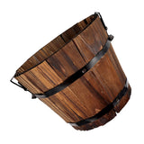 Wooden Small Barrel Planter Pot Carbonized Wood Flower Planter for Garden Patio Garden Plants